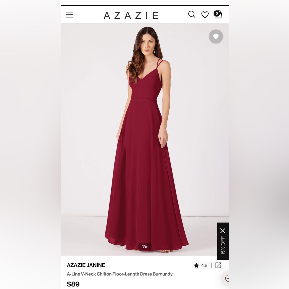 AZAZIE Janine floor length dress in Burgundy size 10A
